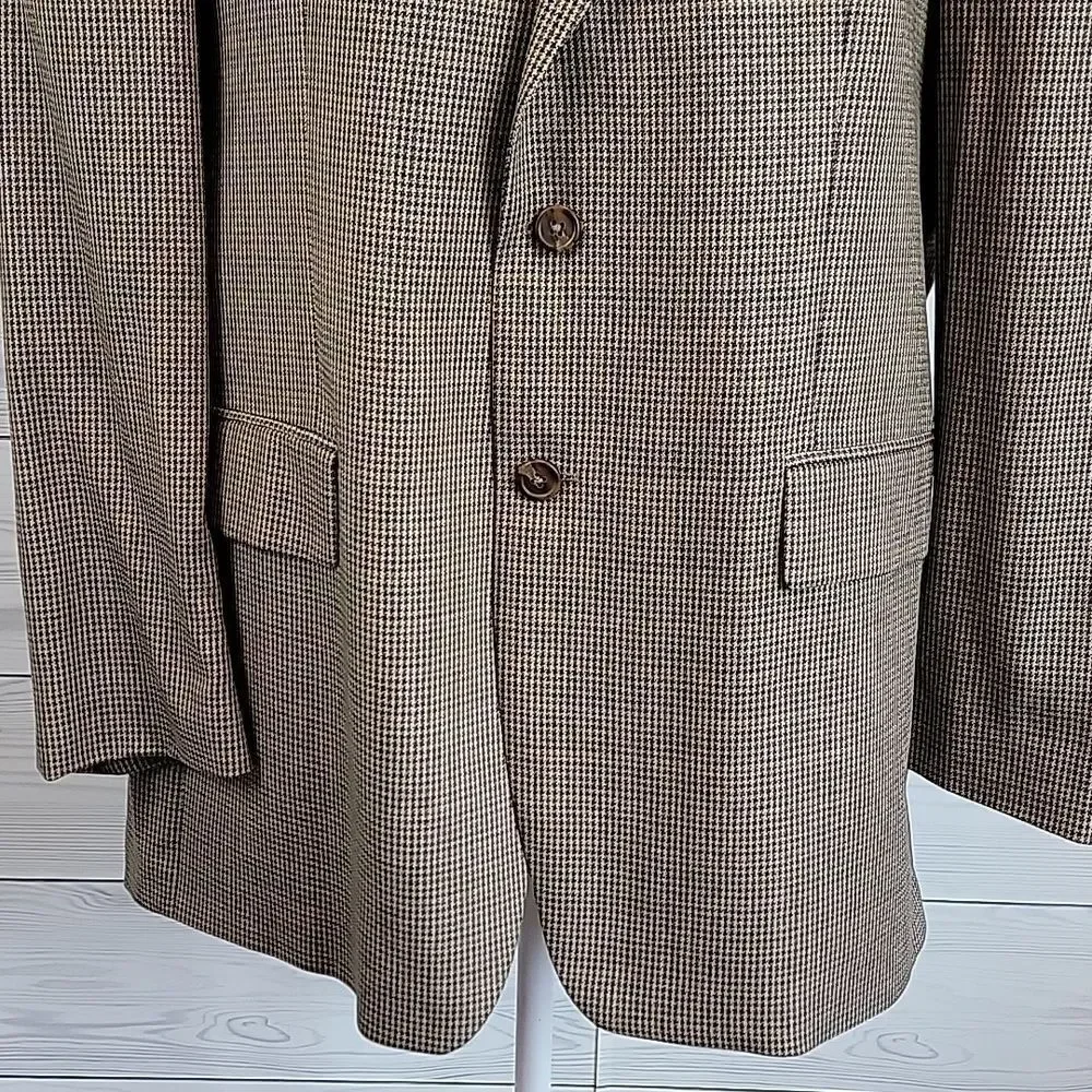 Chaps Ralph Lauren Nailhead Tweed Silk And Wool Blazer Mens Size 44T